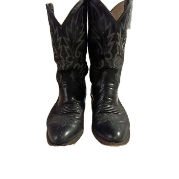 Vintage Dan Post Cowboy Boots Mens 8.5 EW Black Leather Western Cowboy 110J USA main image 5